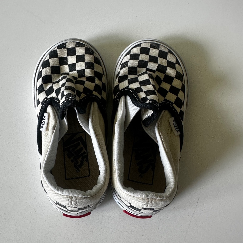 Vans Kids Black and White Checkered Slip-On Sneakers